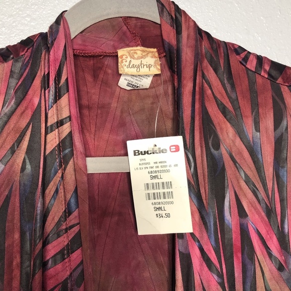 NEW Daytrip by Buckle Open Cardigan red sz S‎ Red/Black - Picture 2 of 5